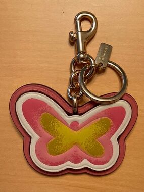 Coach Butterfly Charm in Leather and Signature Canvas